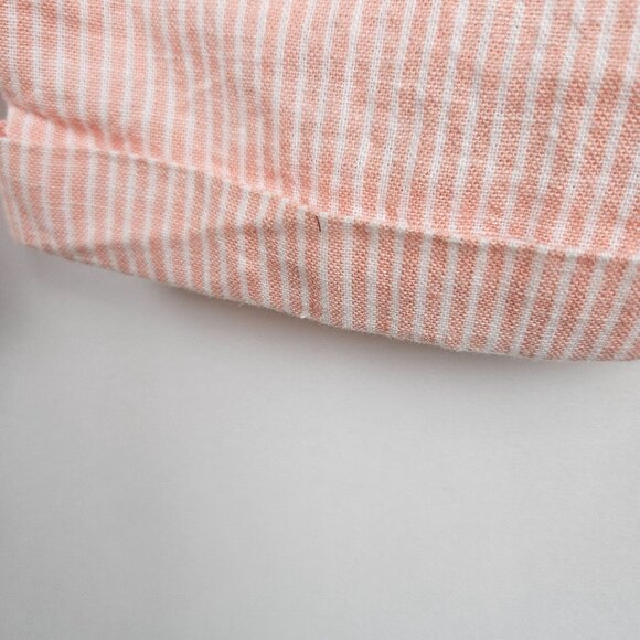 J. Crew Linen Blend Capris Pants Size 14 Striped Pull-On Drawstring Peach - Picture 4 of 10